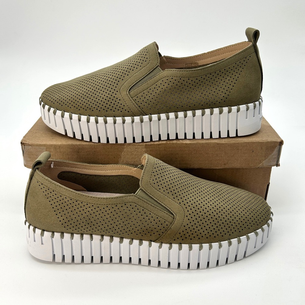 Ilse Jacobsen Tulip Platform Slip On Sneakers Womens Sz 10 EU 41 Army Green NEW